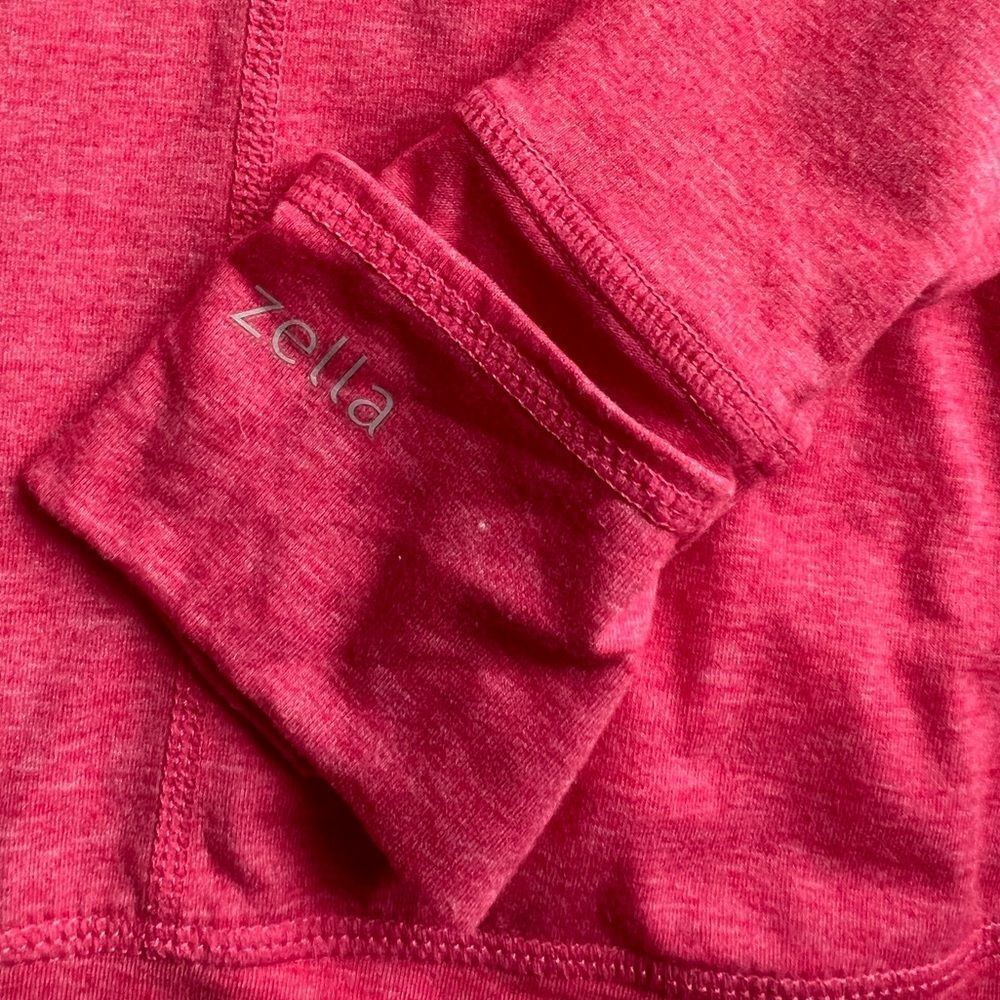 Zella Pink Long Sleeve Scoop neck Flip Cuff Running Hooded T-shirt sz XS - Picture 5 of 6